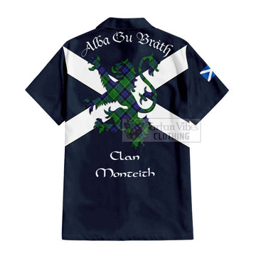 Monteith Tartan Lion Rampant Hawaiian Shirt Proudly Display Your Heritage with Alba Gu Brath and Clan Name - Tartan Vibes Clothing