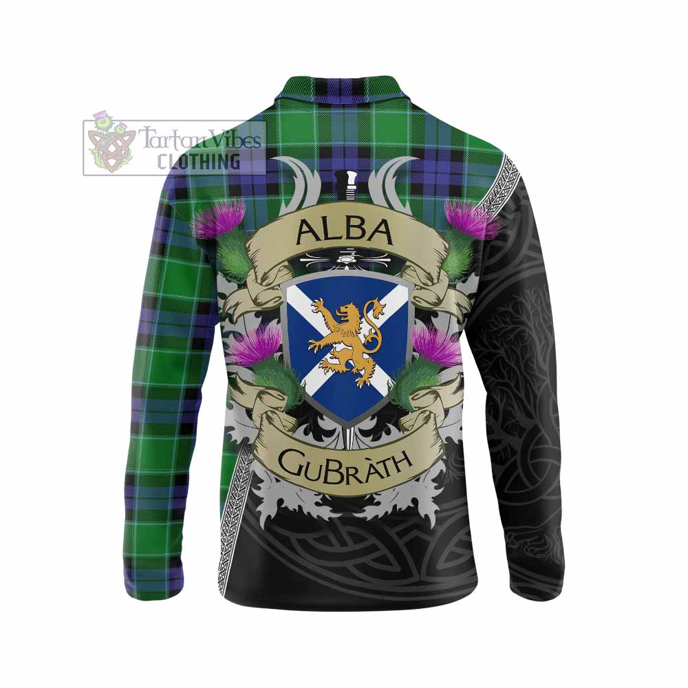 Monteith Tartan Family Crest Long Sleeve Polo Shirt Lion Rampant Royal Thistle Shield Celtic Inspired - Tartan Vibes Clothing
