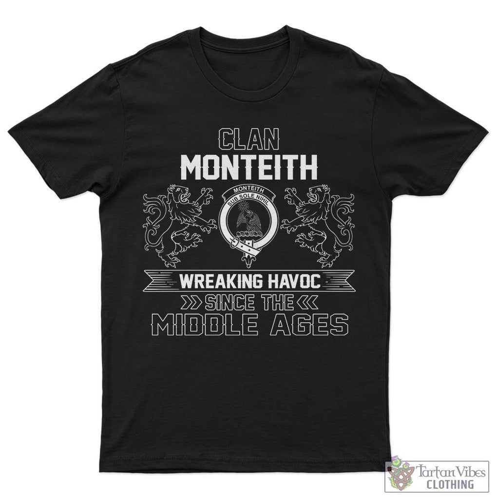 Monteith Family Crest 2D Cotton Men's T-Shirt Wreaking Havoc Style 5XL - 2D-tartanvibesclothing
