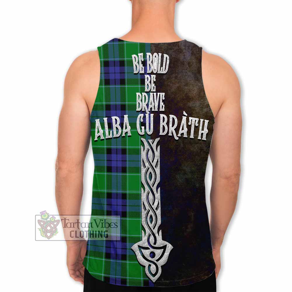 Monteith Tartan Family Crest Men's Tank Top Alba Gu Brath Be Brave Lion Ancient Style - Tartan Vibes Clothing
