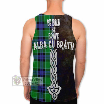 Monteith Tartan Family Crest Men's Tank Top Alba Gu Brath Be Brave Lion Ancient Style - Tartan Vibes Clothing