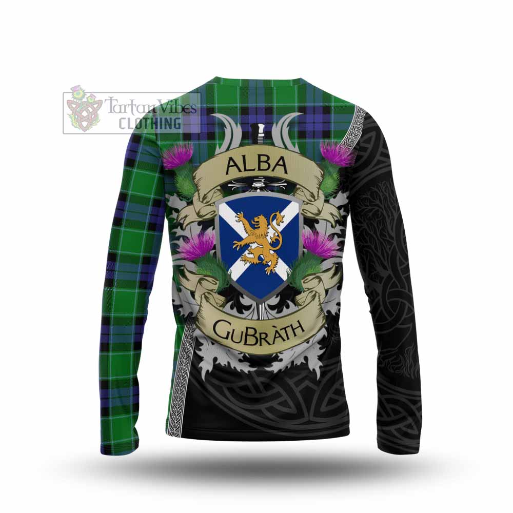 Monteith Tartan Family Crest Long Sleeve T-Shirt Lion Rampant Royal Thistle Shield Celtic Inspired - Tartan Vibes Clothing