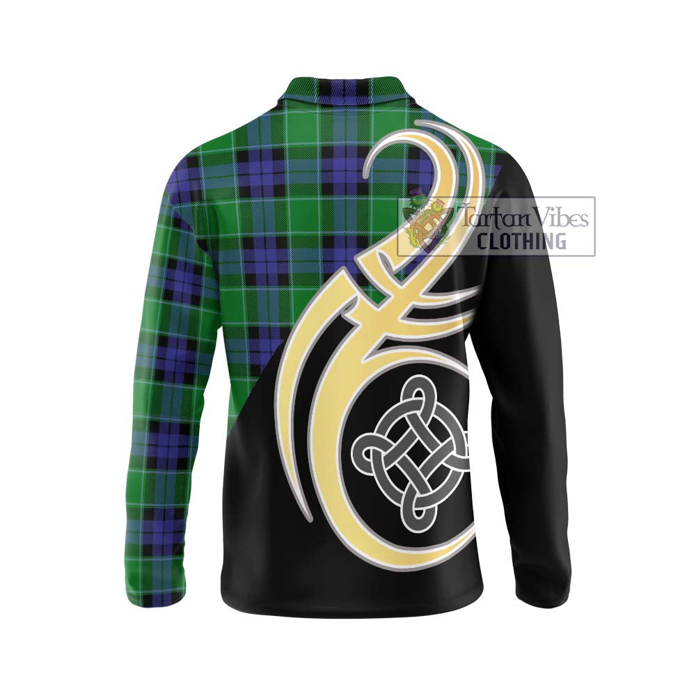 Monteith Tartan Long Sleeve Polo Shirt with Family Crest and Celtic Symbol Style - Tartan Vibes Clothing