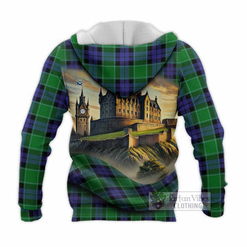 Monteith Tartan Family Crest Knitted Hoodie with Scottish Ancient Castle Style - Tartan Vibes Clothing