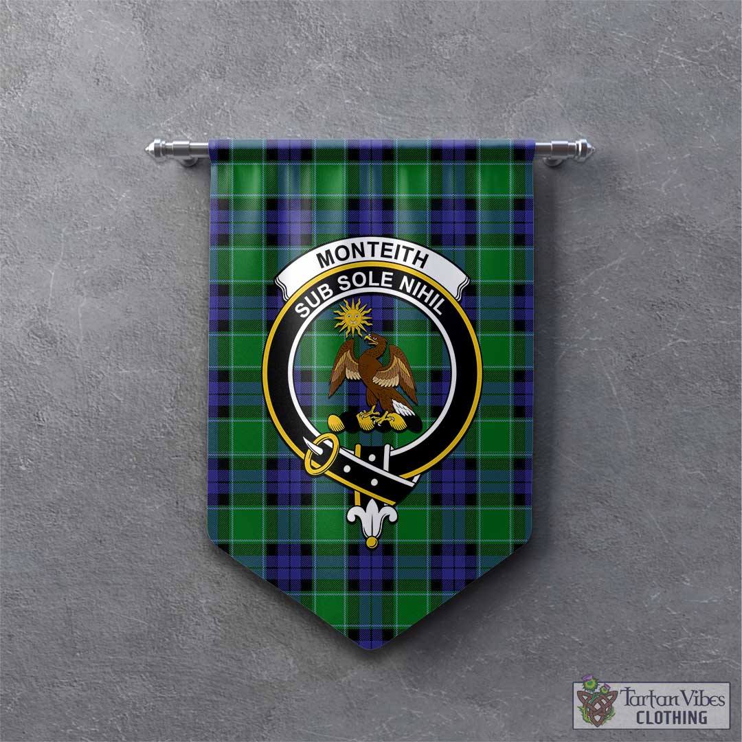 Tartan Vibes Clothing Monteith Tartan Gonfalon, Tartan Banner with Family Crest