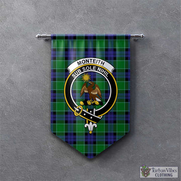 Monteith Tartan Gonfalon, Tartan Banner with Family Crest - Tartan Vibes Clothing