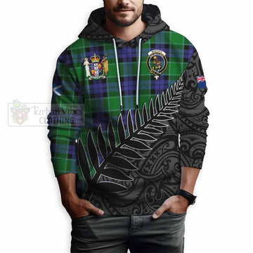 Tartan Vibes Clothing Monteith Crest Tartan Hoodie with New Zealand Silver Fern Half Style
