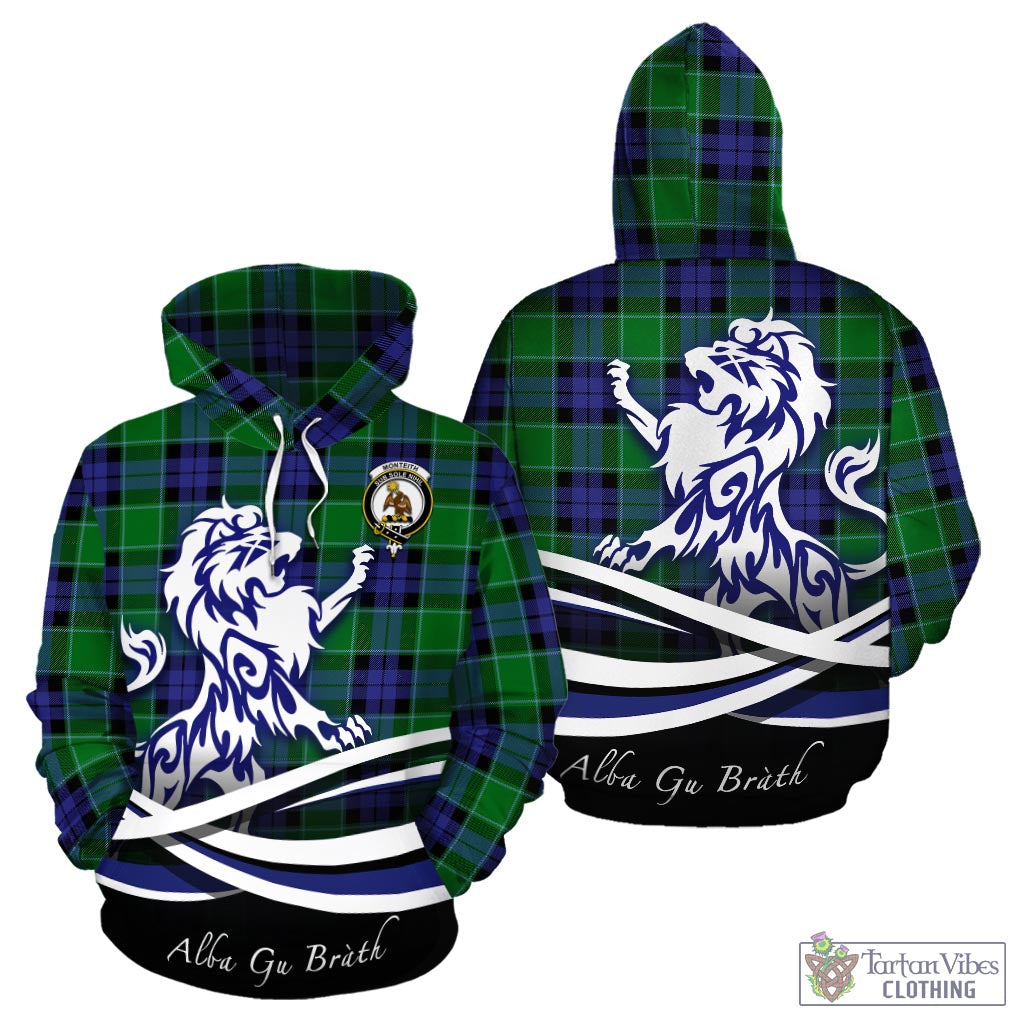 Monteith Tartan Hoodie with Alba Gu Brath Regal Lion Emblem - Tartan Vibes Clothing