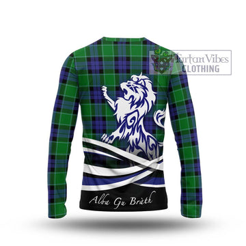 Monteith Tartan Long Sleeve T-Shirt with Alba Gu Brath Regal Lion Emblem - Tartan Vibes Clothing