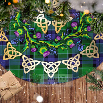Tartan Vibes Clothing Monteith Tartan Christmas Tree Skirt with Thistle Celtic Knot Style
