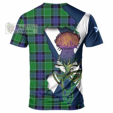 Tartan Vibes Clothing Monteith Tartan Family Crest T-Shirt Scottish Thistle Celtic Inspired