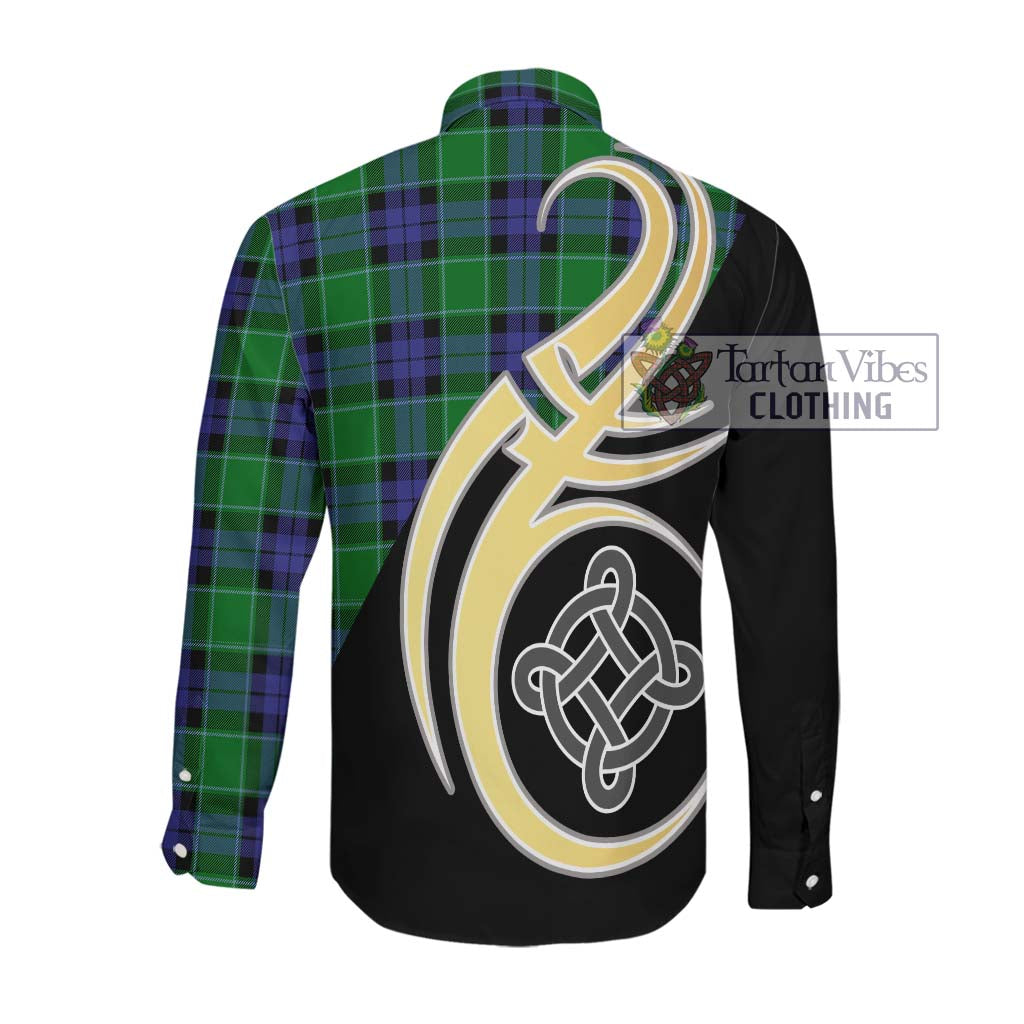 Monteith Tartan Long Sleeve Button Shirt with Family Crest and Celtic Symbol Style Men's Shirt - Tartan Vibes Clothing