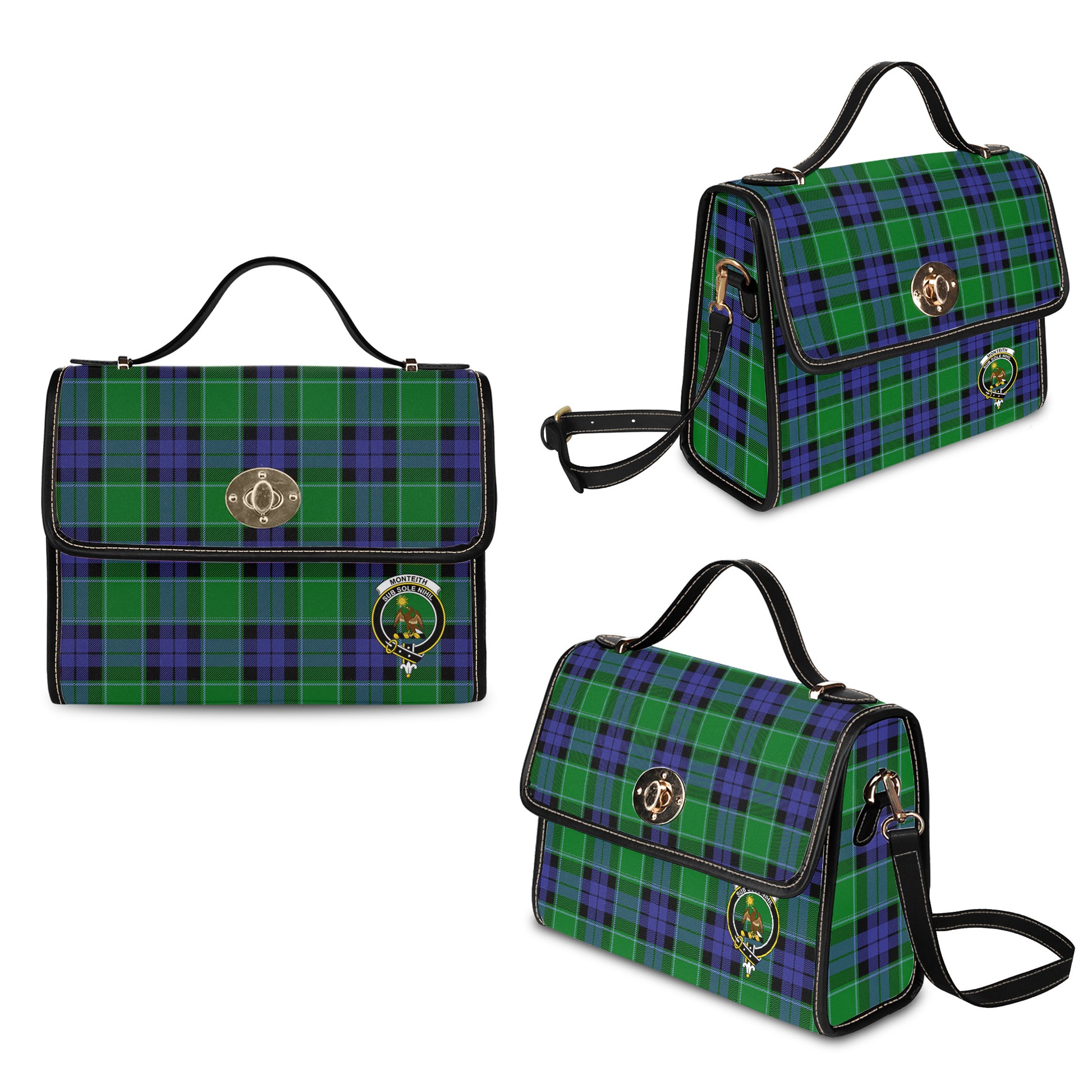 monteith-tartan-leather-strap-waterproof-canvas-bag-with-family-crest