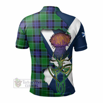 Tartan Vibes Clothing Monteith Tartan Family Crest Polo Shirt Scottish Thistle Celtic Inspired