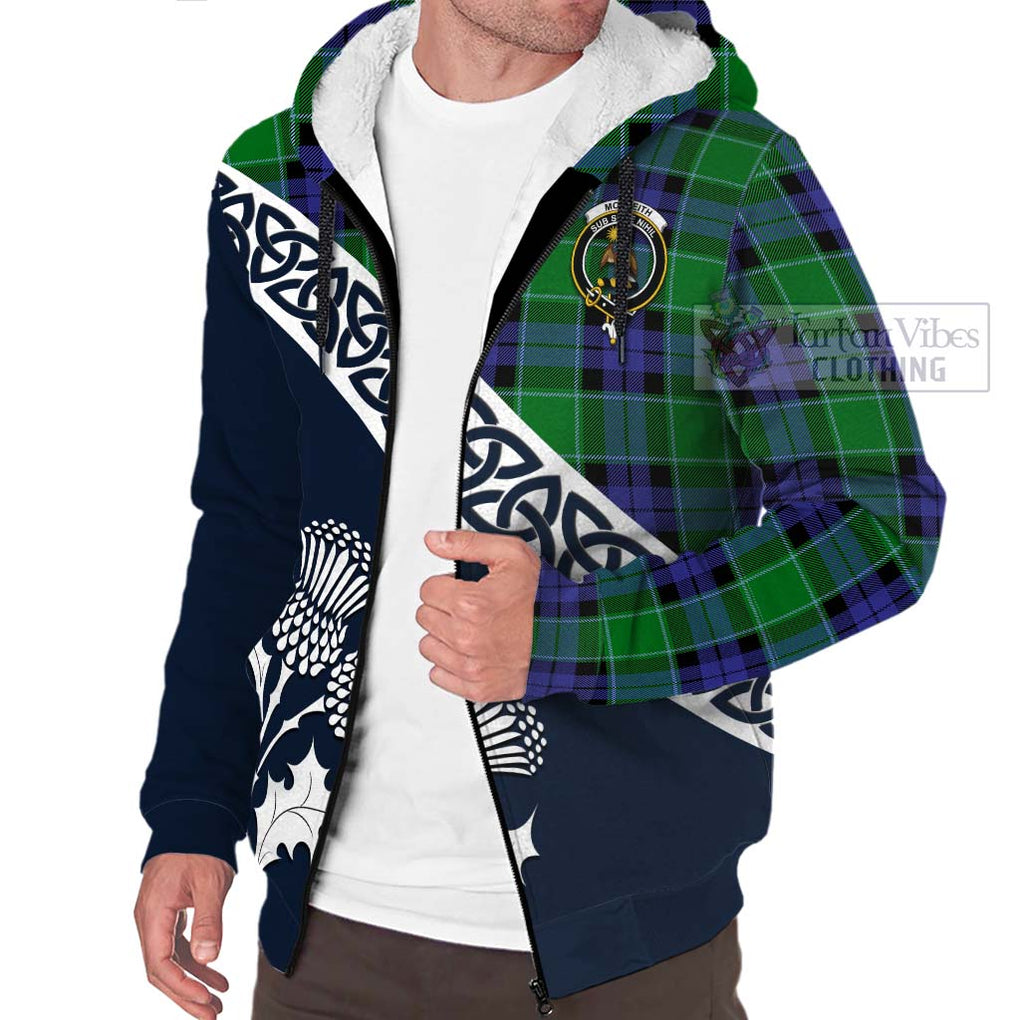 Monteith Tartan Sherpa Hoodie Featuring Thistle and Scotland Map - Tartan Vibes Clothing
