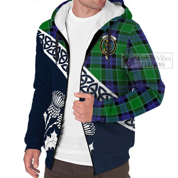 Monteith Tartan Sherpa Hoodie Featuring Thistle and Scotland Map - Tartan Vibes Clothing