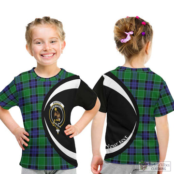 Monteith Tartan Kid T-Shirt with Family Crest Circle Style - Tartan Vibes Clothing