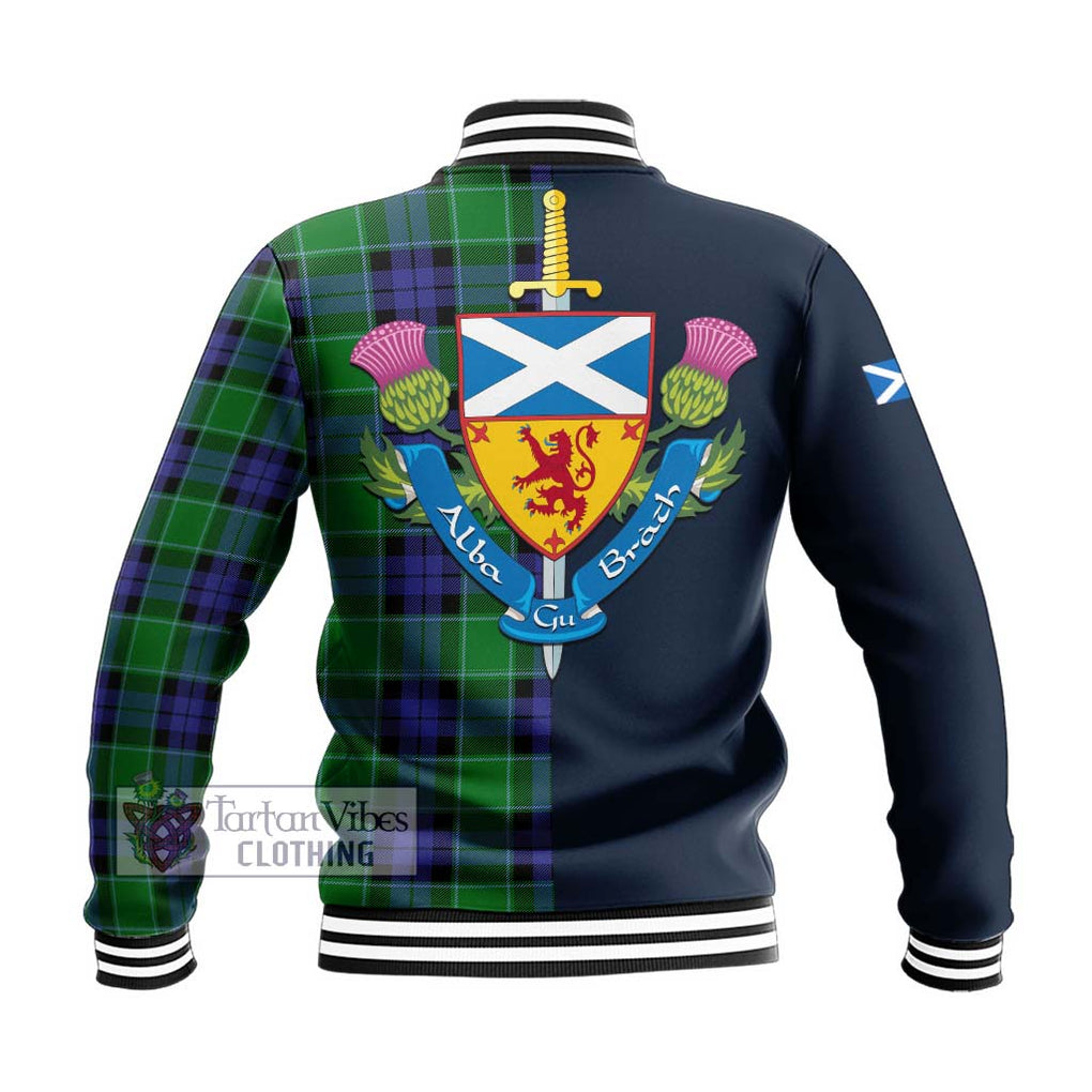 Monteith Tartan Baseball Jacket Alba with Scottish Lion Royal Arm Half Style - Tartan Vibes Clothing