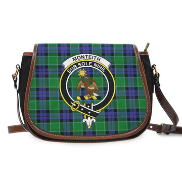 Monteith Tartan Saddle Bag with Family Crest