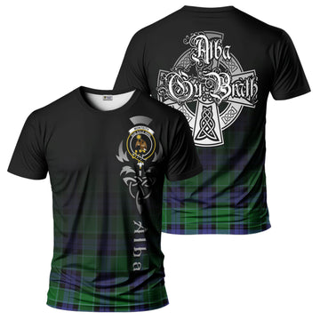 Monteith Tartan T-Shirt Featuring Alba Gu Brath Family Crest Celtic Inspired