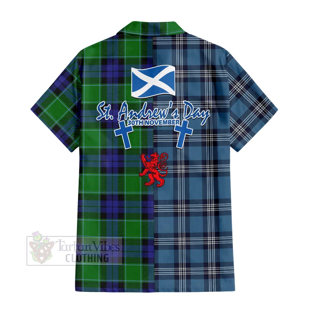Monteith Tartan Hawaiian Shirt Happy St. Andrew's Day Half Tartan Style - Tartan Vibes Clothing