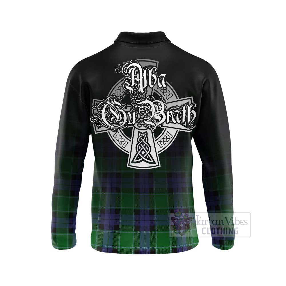 Monteith Tartan Long Sleeve Polo Shirt Featuring Alba Gu Brath Family Crest Celtic Inspired - Tartan Vibes Clothing