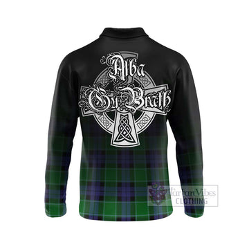 Monteith Tartan Long Sleeve Polo Shirt Featuring Alba Gu Brath Family Crest Celtic Inspired - Tartan Vibes Clothing