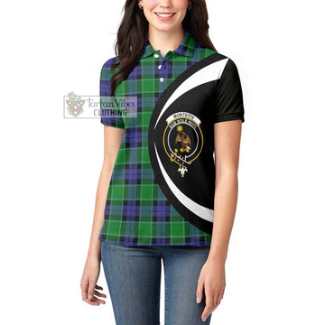 Monteith Tartan Women's Polo Shirt with Family Crest Circle Style - Tartan Vibes Clothing