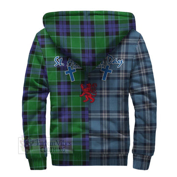 Monteith Tartan Sherpa Hoodie Happy St. Andrew's Day Half Tartan Style - Tartan Vibes Clothing