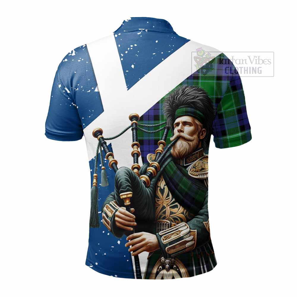 Monteith Tartan Polo Shirt with Family Crest Scottish Bagpiper Vibes - Tartan Vibes Clothing