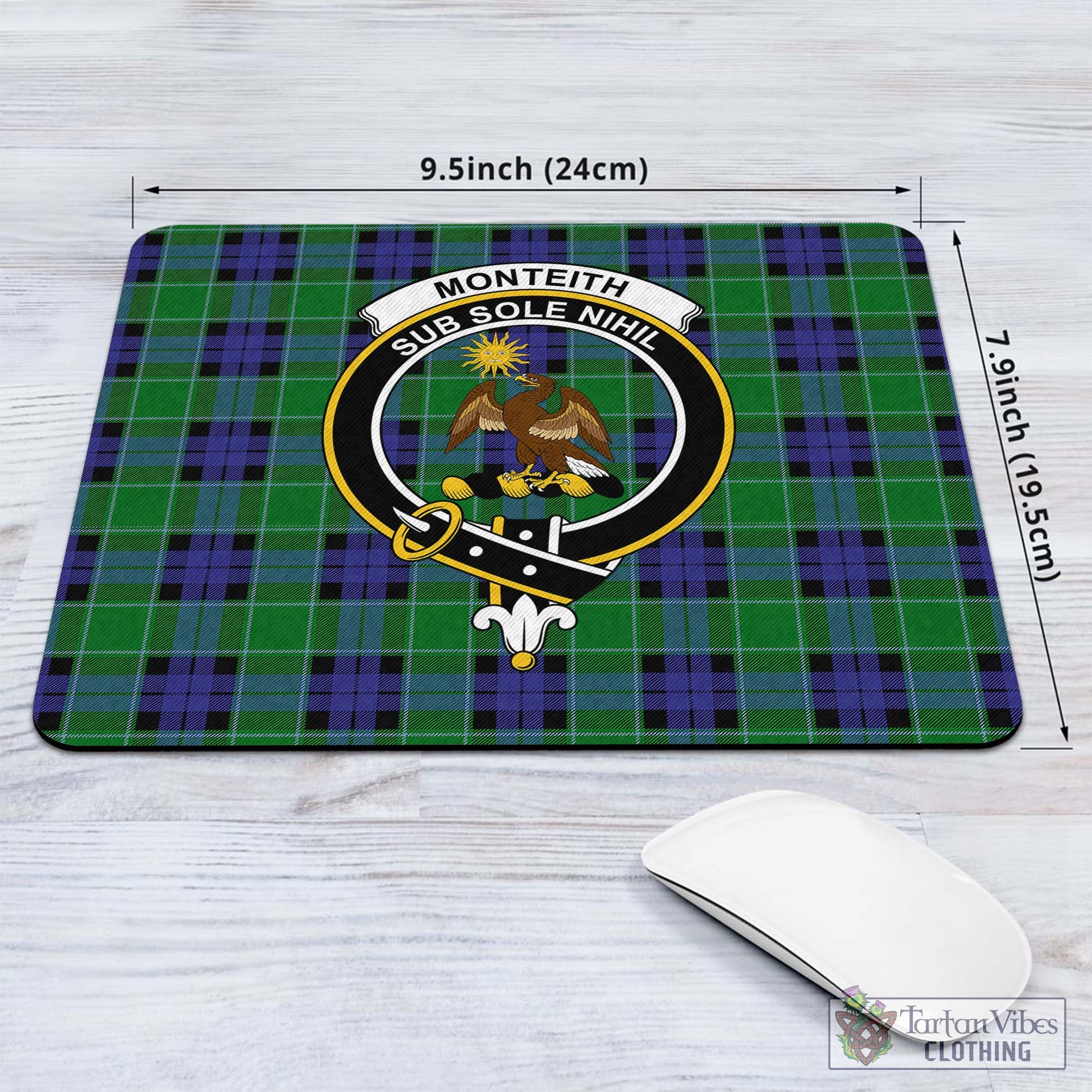Tartan Vibes Clothing Monteith Tartan Mouse Pad with Family Crest