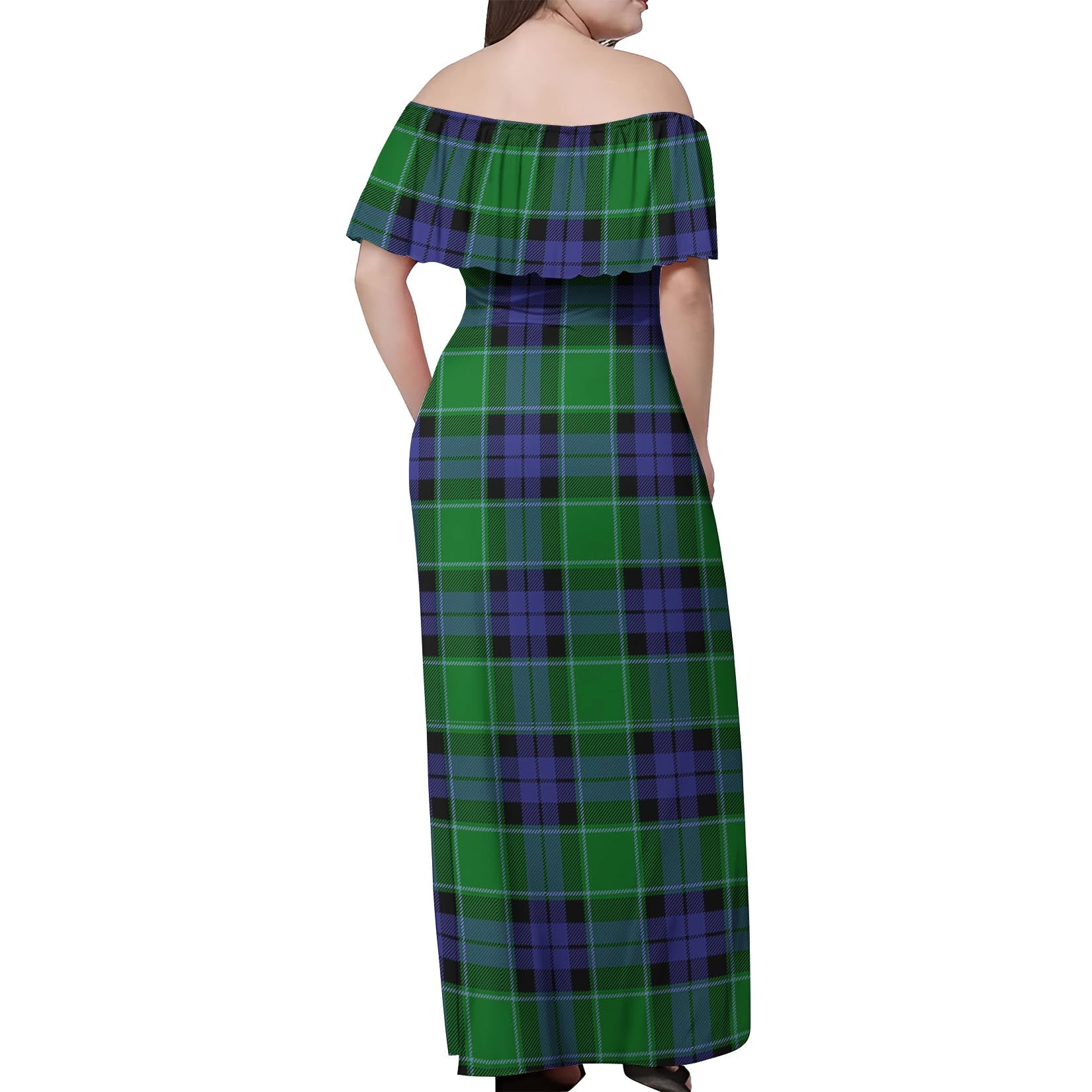 Monteith Tartan Off Shoulder Long Dress - Tartan Vibes Clothing