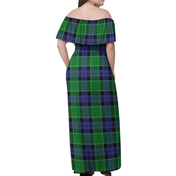 Monteith Tartan Off Shoulder Long Dress - Tartan Vibes Clothing