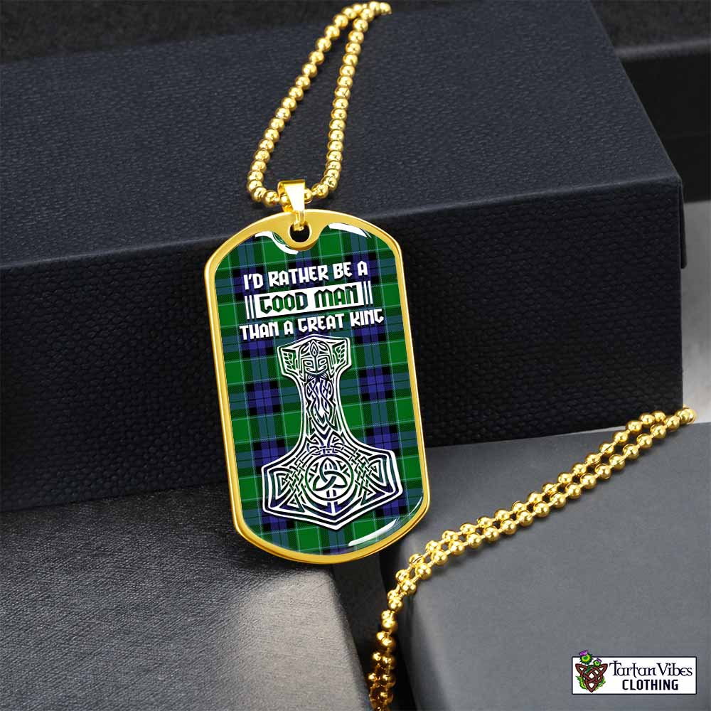 Monteith Tartan Dog Tag Necklace Viking Mjolnir Style Gold No - Tartan Vibes Clothing
