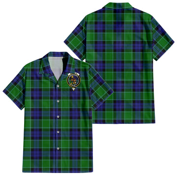 Monteith Tartan Short Sleeve Button Down Shirt with Family Crest