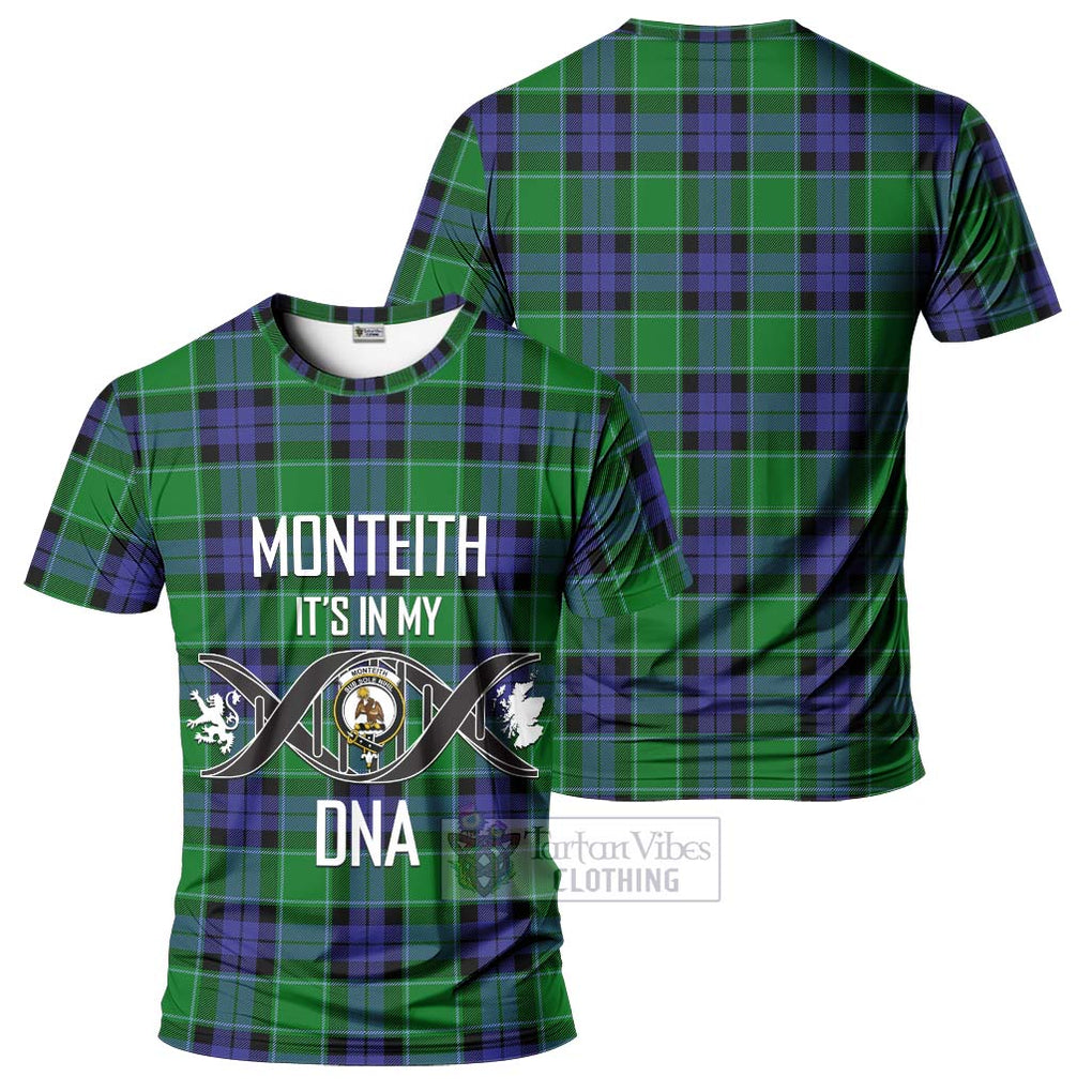 Monteith Tartan T-Shirt with Family Crest DNA In Me Style - Tartan Vibes Clothing