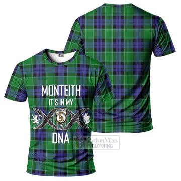 Monteith Tartan T-Shirt with Family Crest DNA In Me Style - Tartan Vibes Clothing