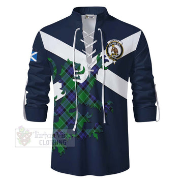 Monteith Tartan Lion Rampant Ghillie Kilt Shirt Proudly Display Your Heritage with Alba Gu Brath and Clan Name - Tartan Vibes Clothing