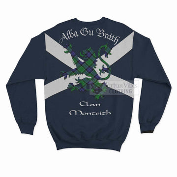 Monteith Tartan Lion Rampant Sweatshirt Proudly Display Your Heritage with Alba Gu Brath and Clan Name - Tartan Vibes Clothing