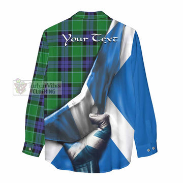 Monteith Tartan Women's Casual Shirt with Family Crest Scotland Patriotic Style - Tartan Vibes Clothing