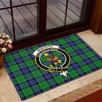 Monteith Tartan Rubber Doormat with Family Crest - Tartan Vibes Clothing
