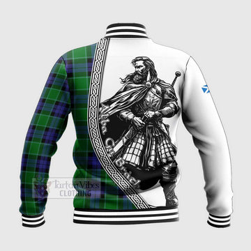 Monteith Tartan Clan Crest Baseball Jacket with Highlander Warrior Celtic Style - Tartan Vibes Clothing