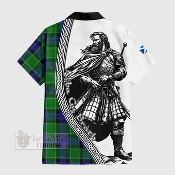 Monteith Tartan Clan Crest Hawaiian Shirt with Highlander Warrior Celtic Style - Tartan Vibes Clothing