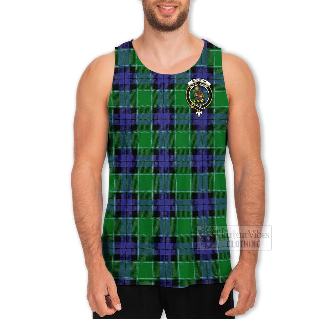 Monteith Tartan Men's Tank Top with Family Crest Celtic Skull Style - Tartan Vibes Clothing