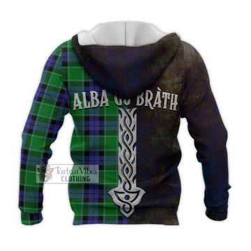 Monteith Tartan Family Crest Knitted Hoodie Alba Gu Brath Be Brave Lion Ancient Style