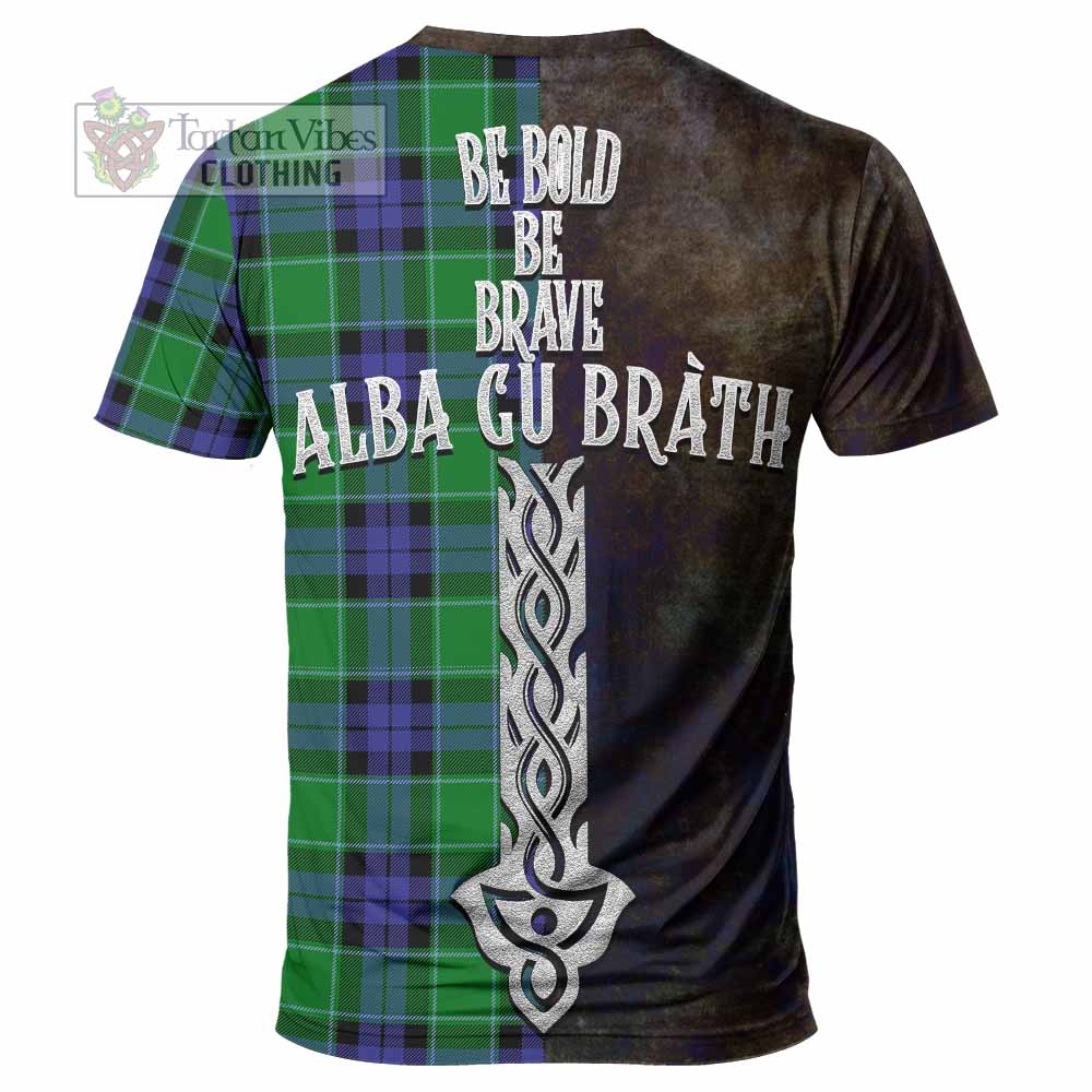 Monteith Tartan Family Crest T-Shirt Alba Gu Brath Be Brave Lion Ancient Style - Tartan Vibes Clothing
