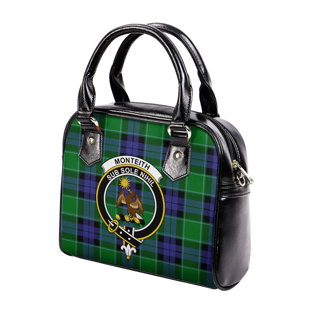 Monteith Tartan Shoulder Handbags with Family Crest - Tartan Vibes Clothing