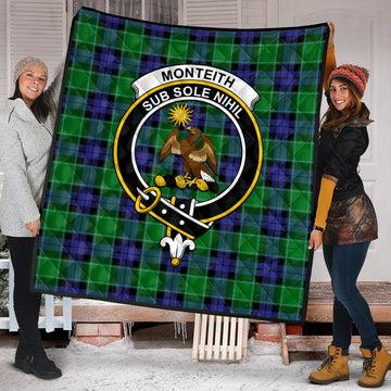 Monteith Tartan Quilt with Family Crest