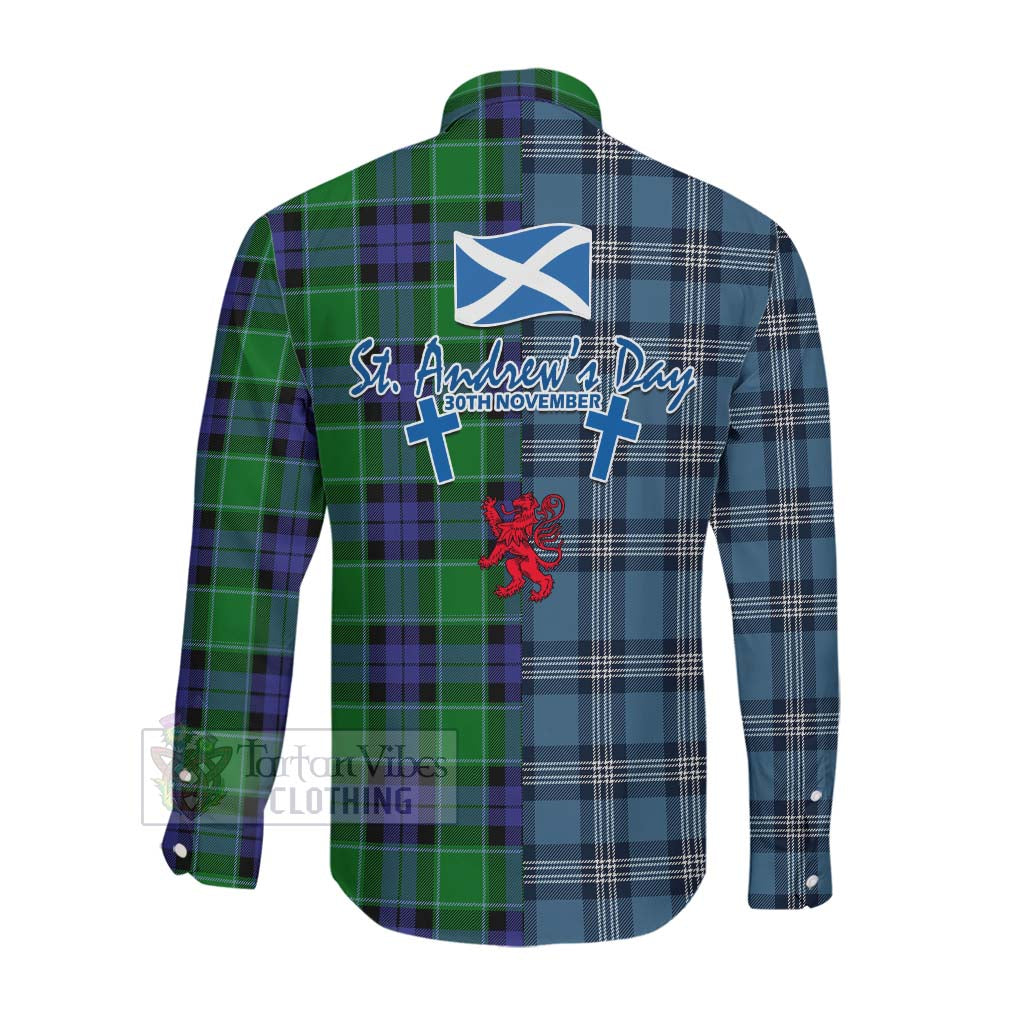 Monteith Tartan Long Sleeve Button Shirt Happy St. Andrew's Day Half Tartan Style Men's Shirt - Tartan Vibes Clothing