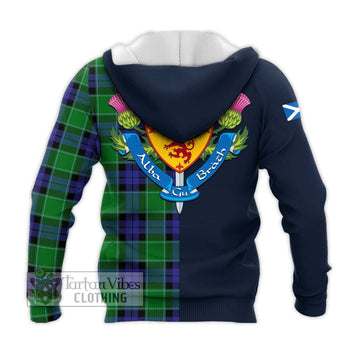 Monteith Tartan Knitted Hoodie Alba with Scottish Lion Royal Arm Half Style - Tartan Vibes Clothing